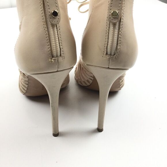 Avec Les Filles Pink Heels, Peep Toe Laced Booties, Size - 9M - Picture 5 of 13